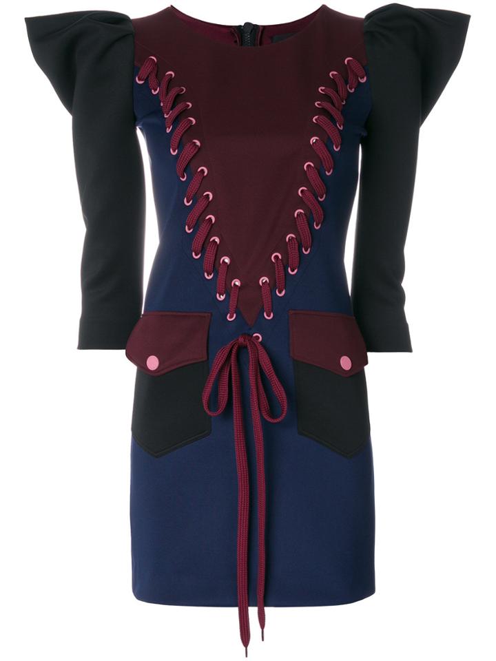 Frankie Morello Structured Lace-up Dress - Blue