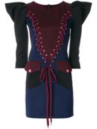 Frankie Morello Structured Lace-up Dress - Blue