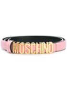 Moschino Logo Plaque Belt, Women's, Size: 75, Pink/purple, Leather