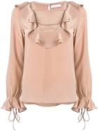See By Chloé Frill Embroidered Blouse - Nude & Neutrals