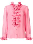 Gucci Frill Embroidered Blouse - Pink