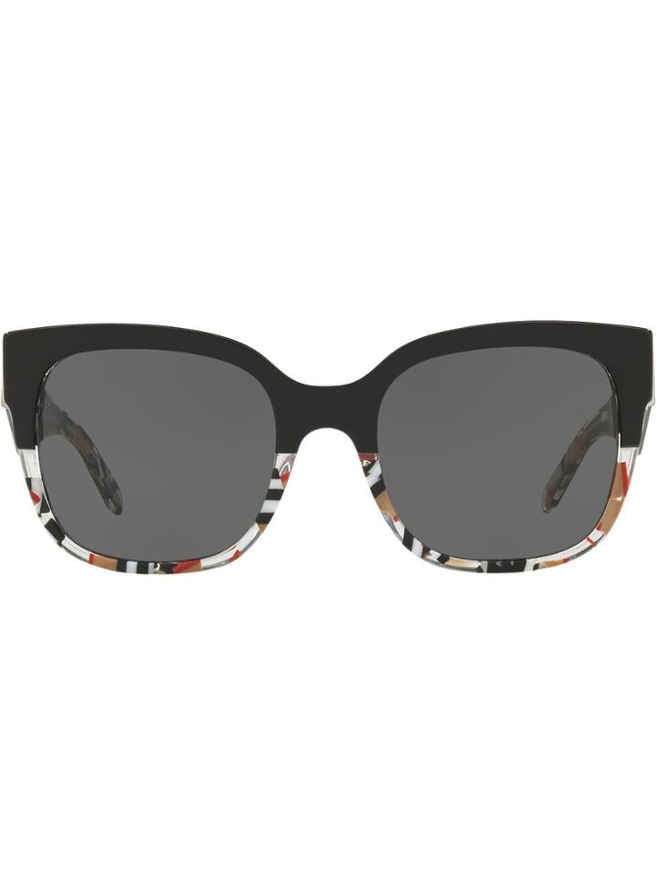 Burberry Eyewear Patchwork Square Frame Sunglasses - Black