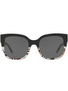 Burberry Eyewear Patchwork Square Frame Sunglasses - Black