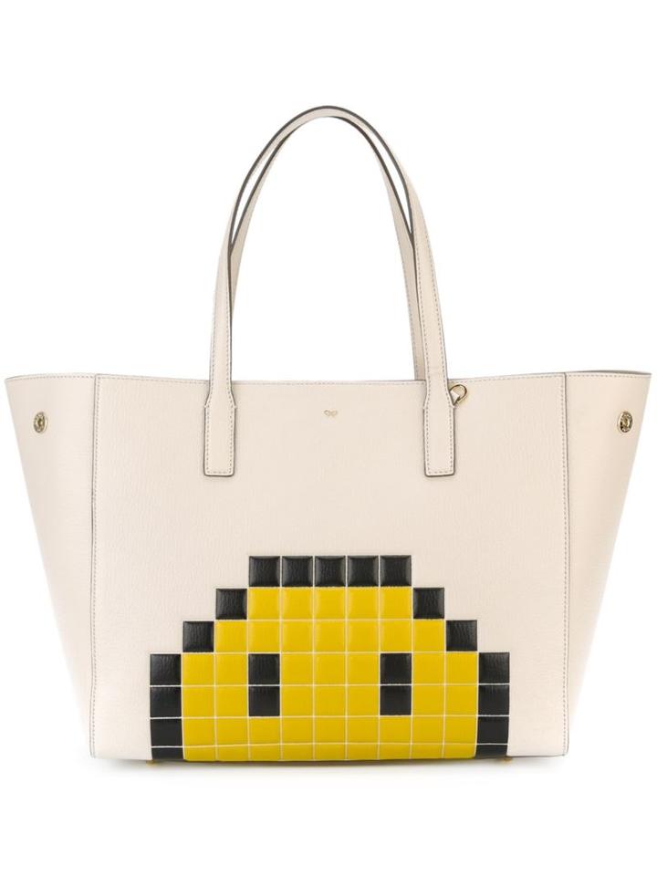 Anya Hindmarch 'ebury' Pixel Smiley Tote, Women's, White