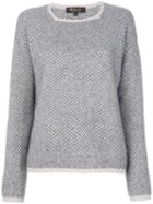 Loro Piana - Herringbone Sweater - Women - Silk/cashmere - 44, Grey, Silk/cashmere