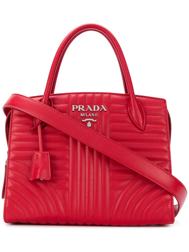 Prada Esplanade Quilted Tote Bag - Red
