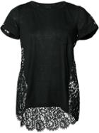 Sacai Floral Lace T-shirt, Women's, Size: 2, Black, Cotton/linen/flax/nylon/rayon