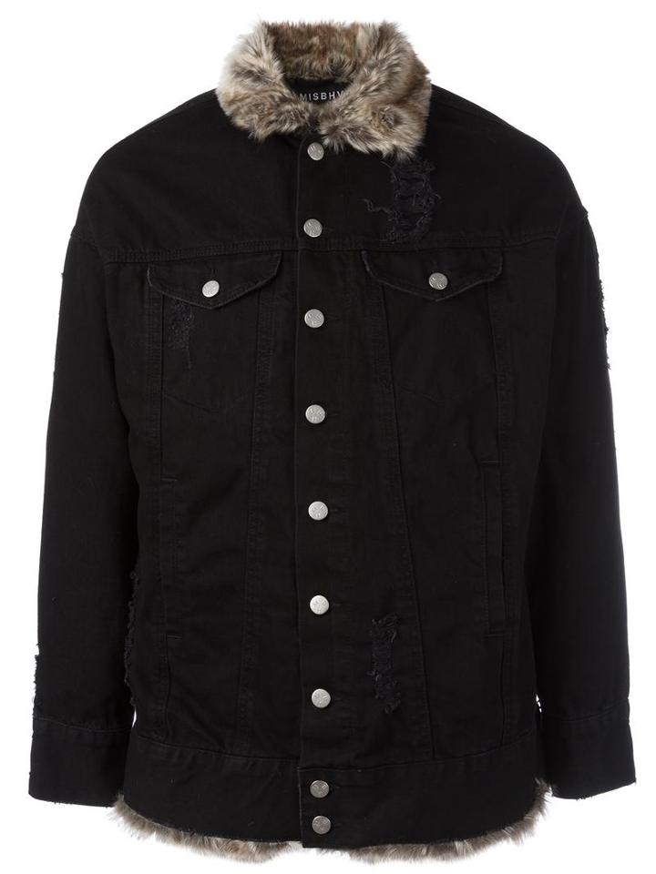 Misbhv Shearling Denim Jacket, Men's, Size: Small, Black, Cotton/polyester