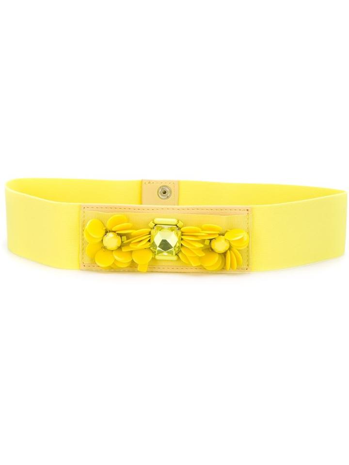 P.a.r.o.s.h. Flower Appliqué Elastic Belt, Women's, Yellow/orange, Spandex/elastane/pvc