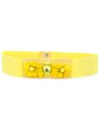 P.a.r.o.s.h. Flower Appliqué Elastic Belt, Women's, Yellow/orange, Spandex/elastane/pvc