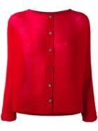 Issey Miyake Cauliflower Wrinkled Cardigan, Women's, Red, Polyester