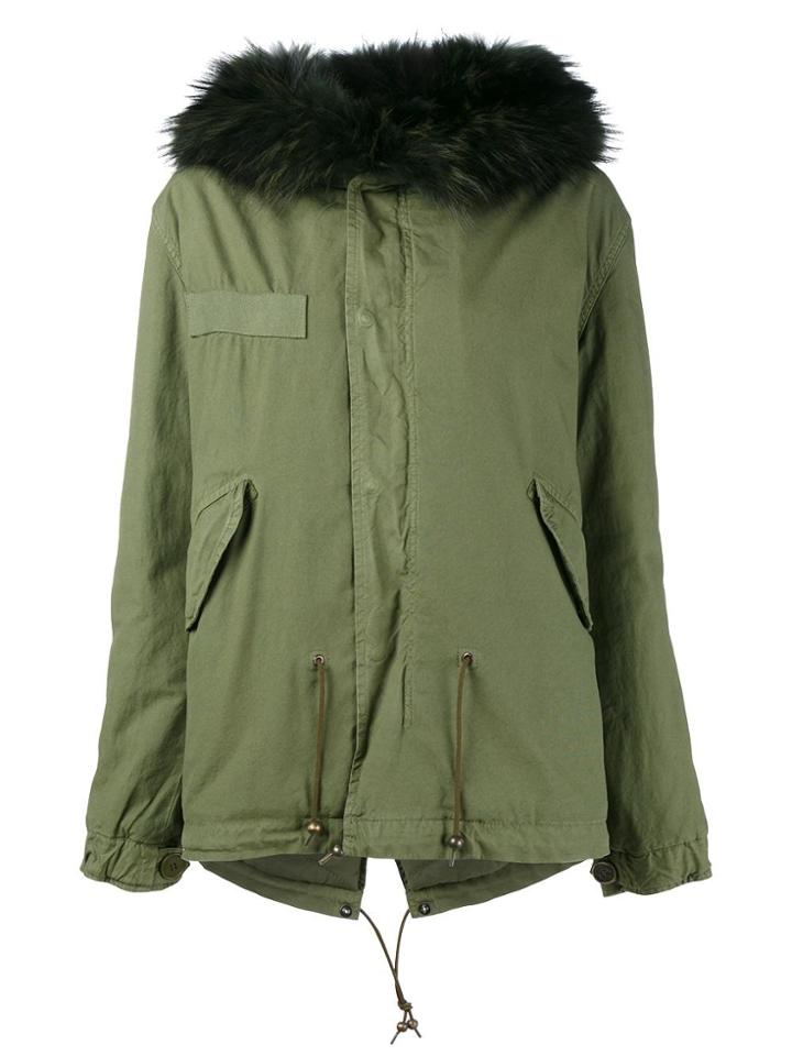 Mr & Mrs Italy Racoon Fur Trim Parka - Green
