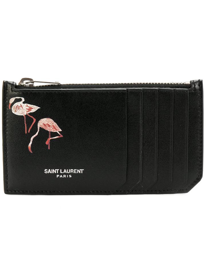 Saint Laurent Flamingo Cardholder Wallet - Black