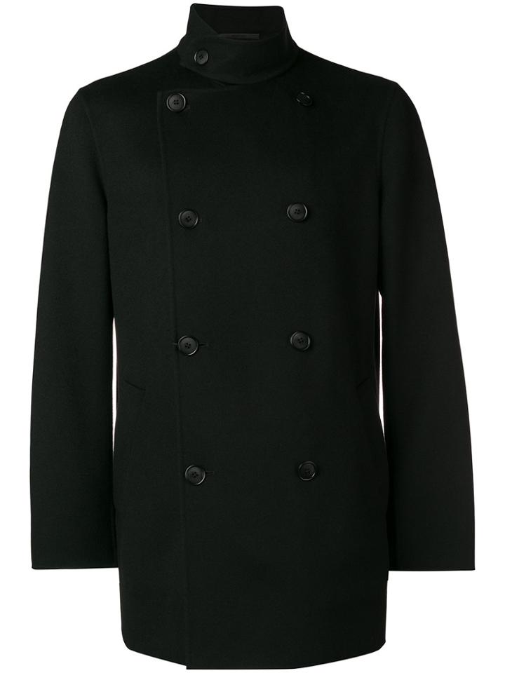 Giorgio Armani Double-breasted Fitted Coat - Black