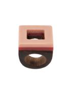 Marni Square Wood Ring - Pink