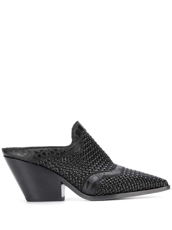 Casadei Woven Design Mules - Black