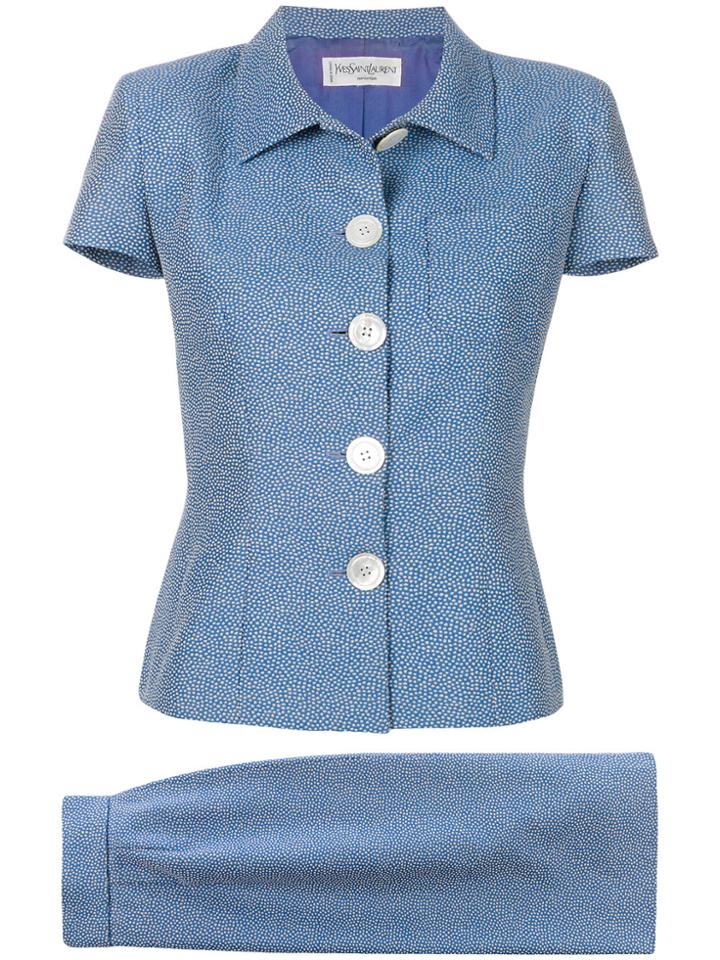 Yves Saint Laurent Vintage Shortsleeved Skirt Suit - Blue