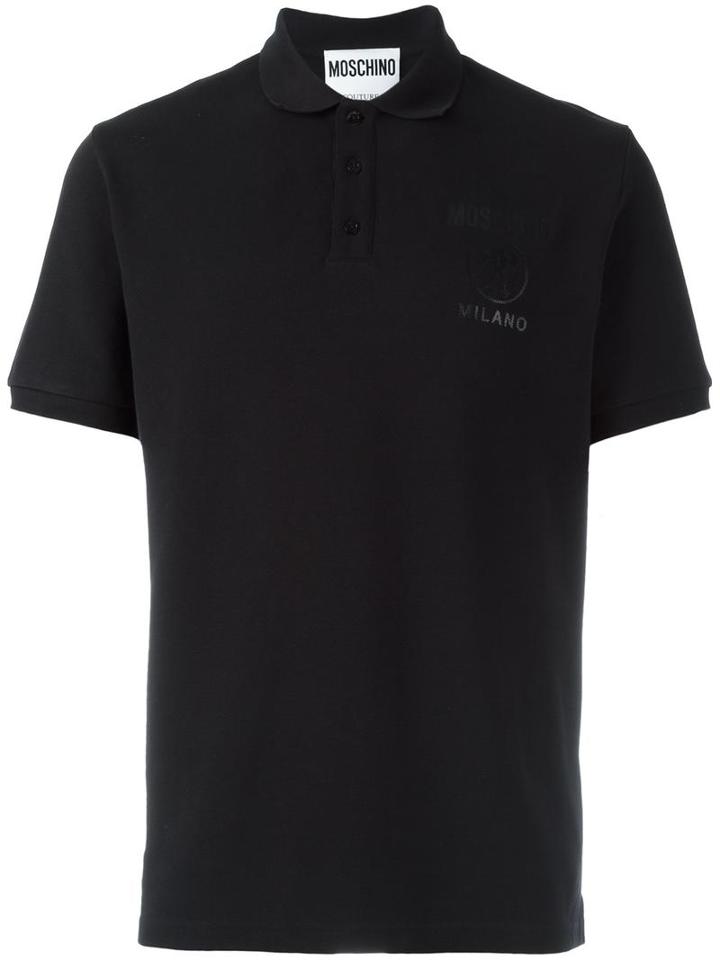Moschino Logo Print Polo Shirt, Men's, Size: Large, Black, Cotton