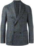 Lardini Double-breasted Patch Pockets Blazer, Men's, Size: 46, Grey, Wool