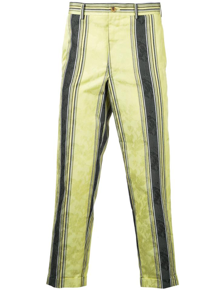 Comme Des Garçons Vintage Striped Cropped Trousers - Yellow & Orange