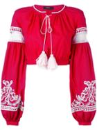 Wandering - Embroidered Blouse - Women - Cotton - 40, Red, Cotton