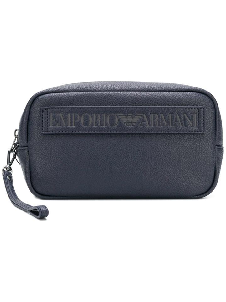 Emporio Armani Embossed Logo Wash Bag - Blue