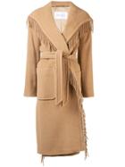 Max Mara Fringed Belted Robe Coat - Nude & Neutrals