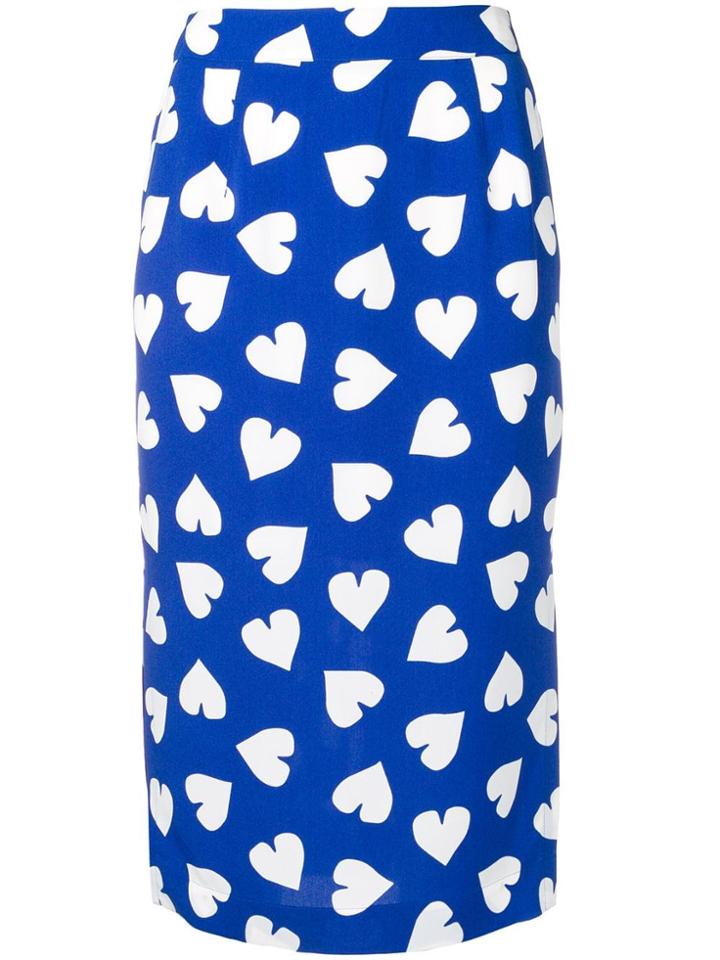 Essentiel Antwerp Heart Print Pencil Skirt - Blue