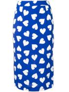 Essentiel Antwerp Heart Print Pencil Skirt - Blue