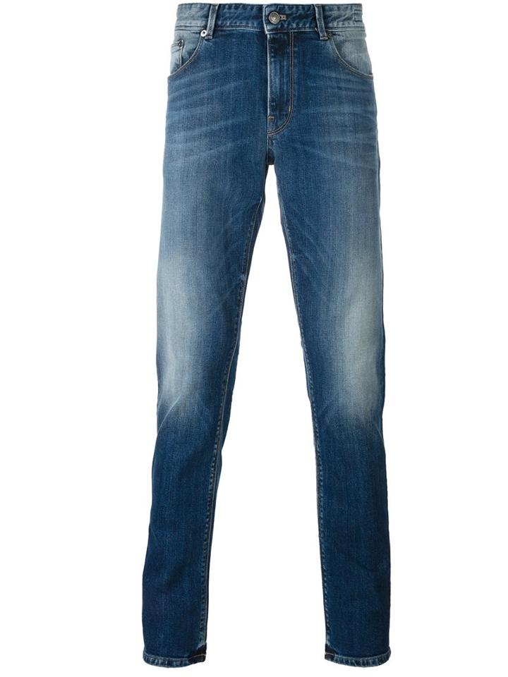 Pt05 Stone Washed Slim Jeans, Men's, Size: 36, Blue, Cotton/spandex/elastane