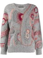 Alberta Ferretti Eyelet Patterned Knit Jumper - Grey