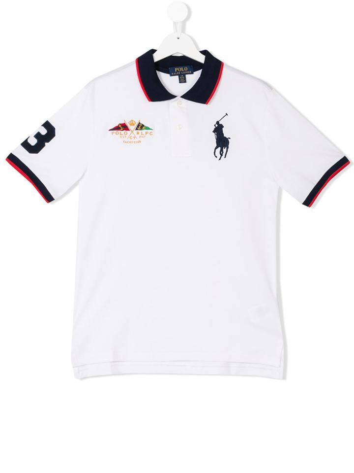 Ralph Lauren Kids Striped Trim Polo Shirt - White