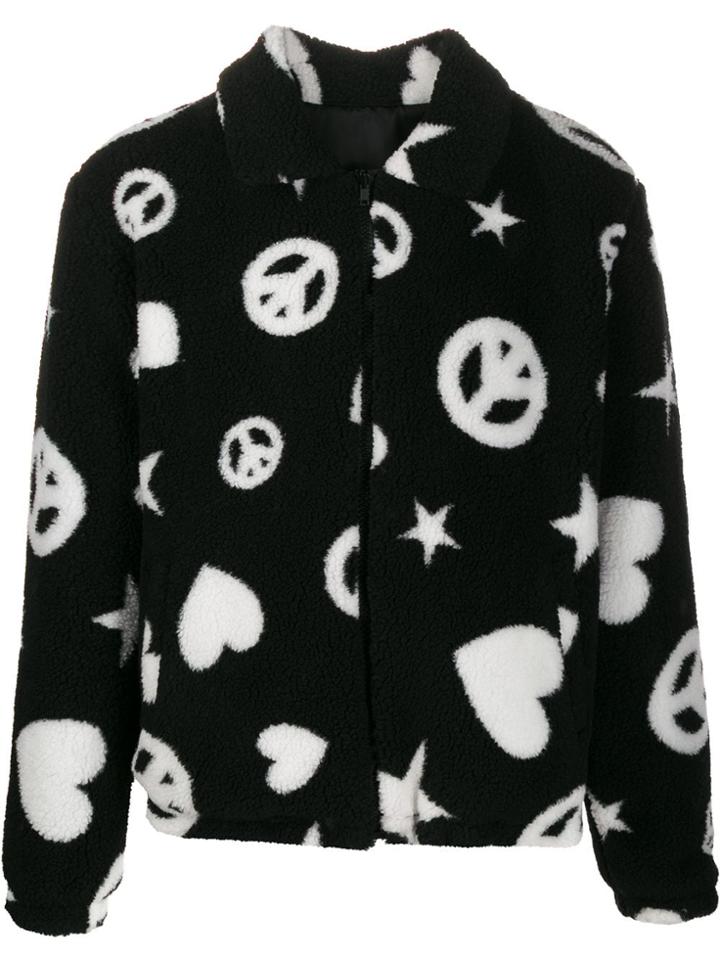 Love Moschino 'peace & Heart' Teddy Jacket - Black