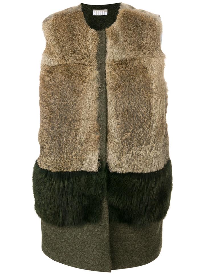 Kiltie Panelled Gilet Coat - Green