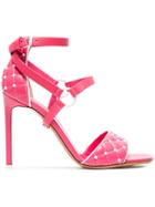 Valentino Pink Rockstud Spike 105 Quilted Leather Sandals - Pink &