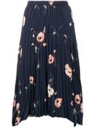 Vince Floral Pleated Skirt - Blue