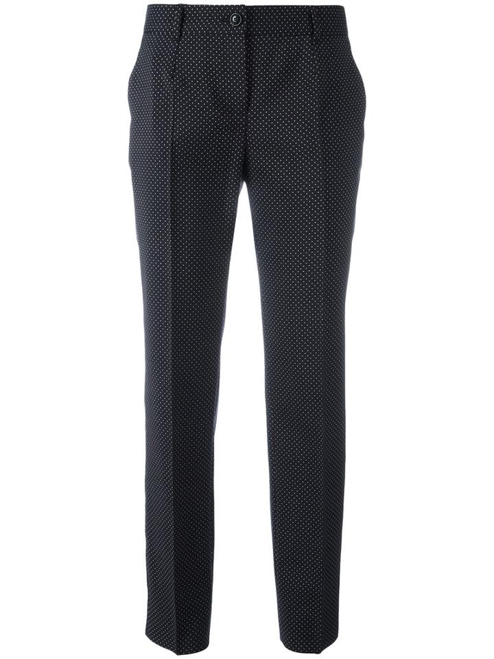 Dolce & Gabbana Polka Dot Trousers, Women's, Size: 44, Black, Virgin Wool