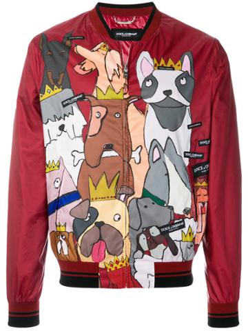 Dolce & Gabbana Dog Print Bomber Jacket - Red