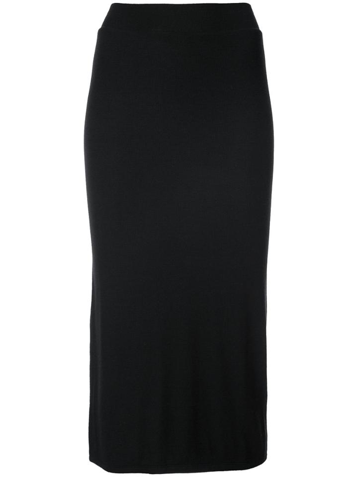 Atm Anthony Thomas Melillo Modal Rib Side Slit Tube Skirt - Black