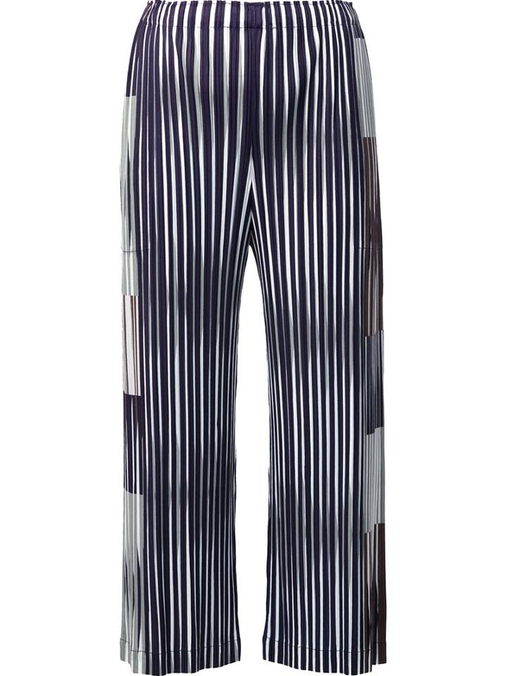 Pleats Please By Issey Miyake Striped Culottes, Women's, Size: 3, Black, Polyester