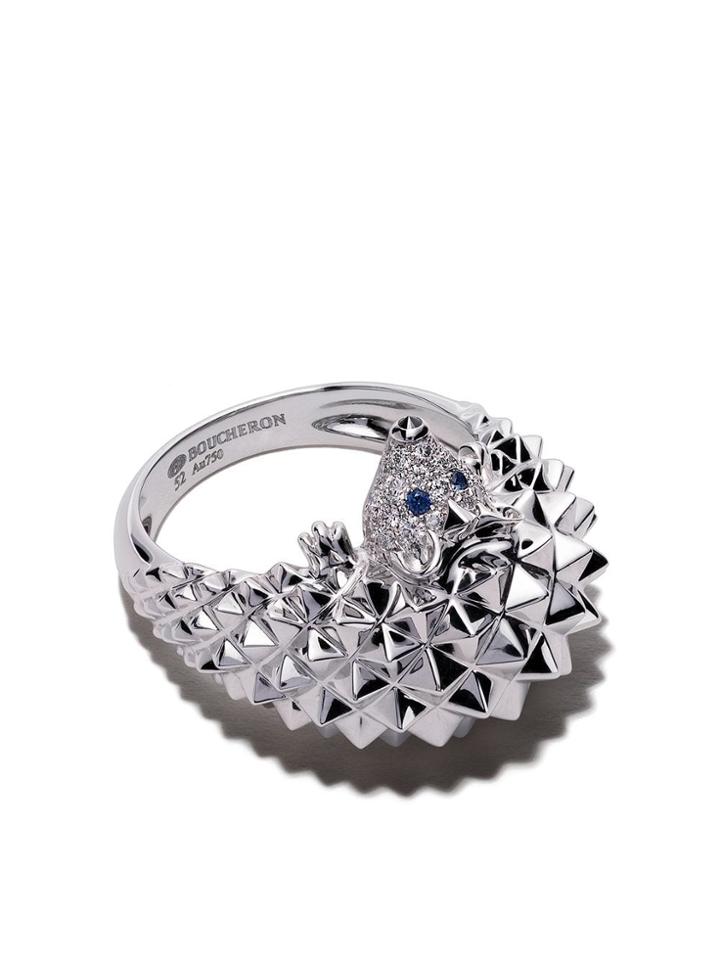 Boucheron 18kt White Gold Hans, The Hedgehog Sapphire And Diamond Ring