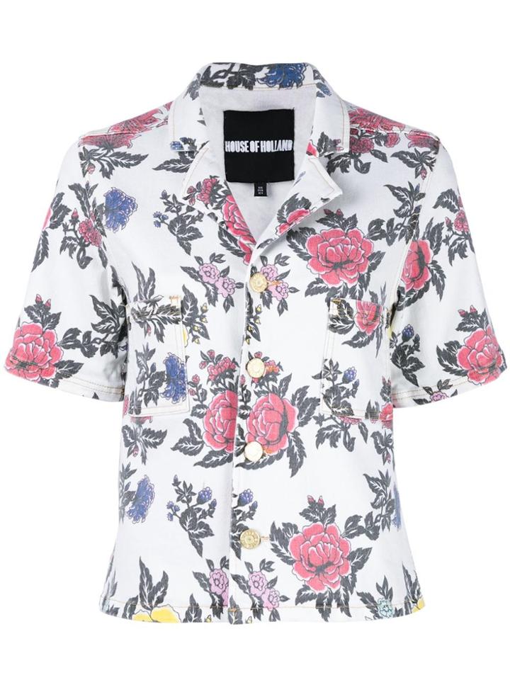 House Of Holland Roses Print Shortsleeved Shirt - Multicolour
