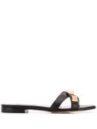 Stuart Weitzman Criss-cross Strap Slides - Black