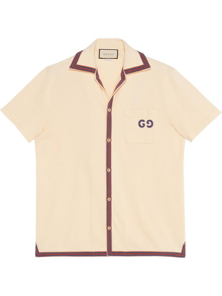 Gucci Polo With Gg Embroidery - Neutrals