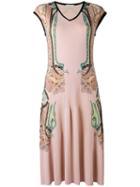 Etro - Patterned Midi Dress - Women - Cotton/viscose - 46, Pink/purple, Cotton/viscose