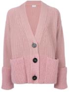 Moncler - Oversize Buttoned Cardigan - Women - Cashmere/virgin Wool - Xs, Pink/purple, Cashmere/virgin Wool