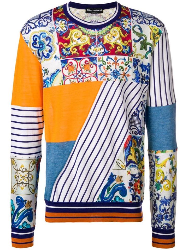 Dolce & Gabbana Majolica Panelled Sweatshirt - Yellow