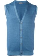 Barba Button Down Knitted Waistcoat, Men's, Size: 48, Blue, Virgin Wool