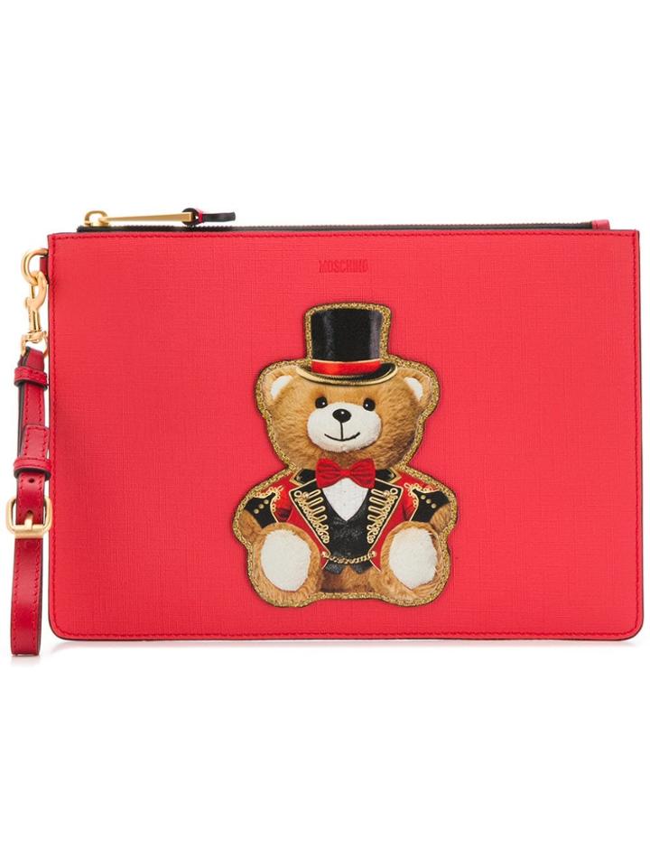 Moschino Teddy Print Clutch Bag - Red