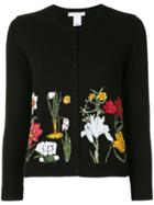 Oscar De La Renta Flower Harvest Embroidered Cardigan - Black